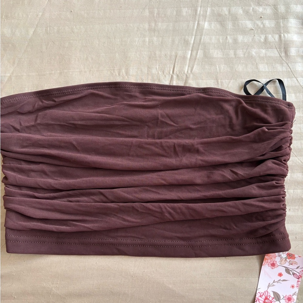 SHEIN Brown Ruched Crop Top